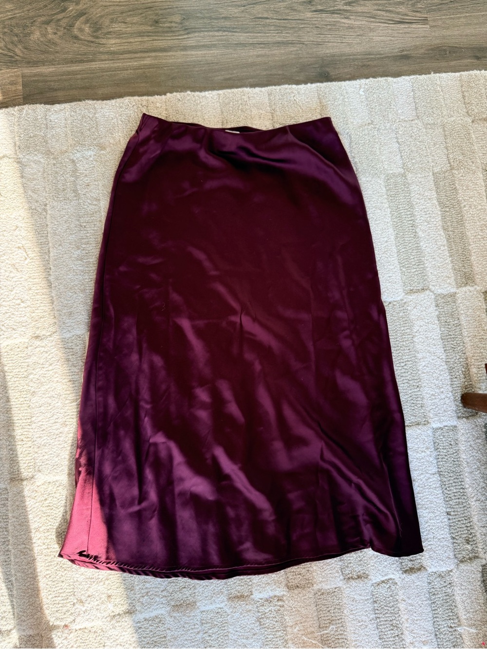 H&M Satin Maxi Skirt in Deep Burgundy